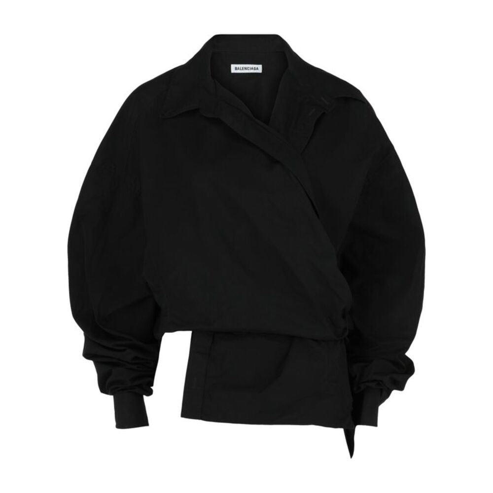 Balenciaga Poplin Wrap Shirt Black Womens